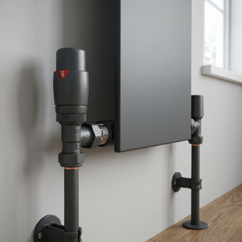 NES Home Designer Angled Radiator Valves - Anthracite 2