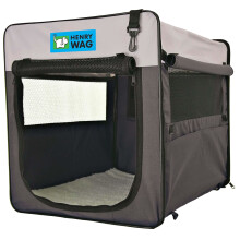 (M, Grey) Henry Wag Folding Fabric Travel Dog Crate