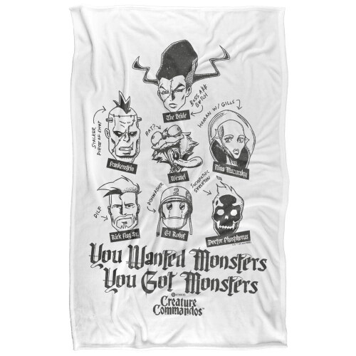 (152cm x 127cm, White) Creature Commandos You Wanted Monsters Soft Touch Blanket
