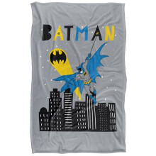 (152cm x 127cm, Multicoloured) Batman Swinging Over City Blanket