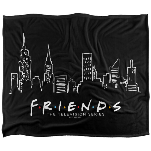 Friends (152cm x 127cm, Black) Friends Light Blueline Soft Touch Blanket