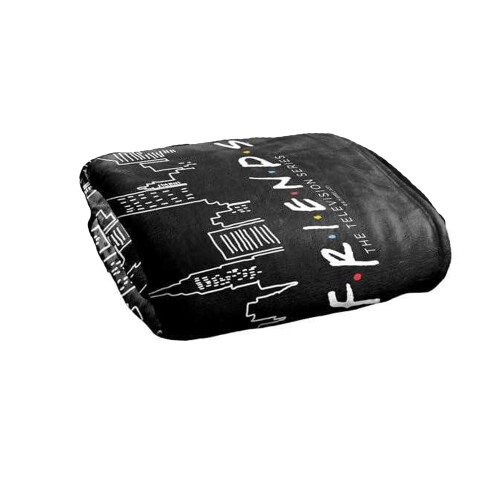 Friends (152cm x 127cm, Black) Friends Light Blueline Soft Touch Blanket 1