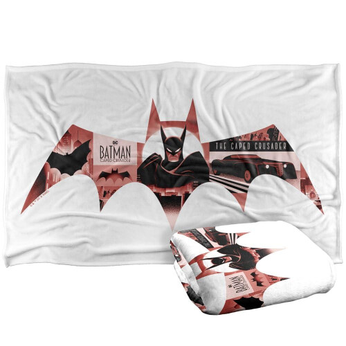 (127cm x 152cm, White) Batman: Caped Crusader Logo Soft Touch Blanket 1