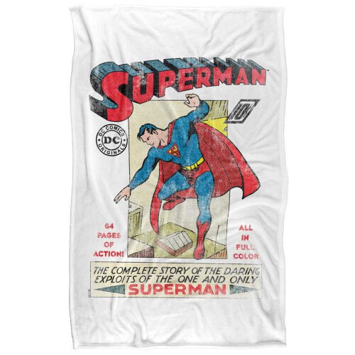 Superman (152cm x 127cm, Multicoloured) Superman Old School Flight Soft Touch Blanket