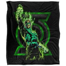 (152cm x 127cm, Multicoloured) Green Lantern Fully Charged Glow Soft Touch Blanket