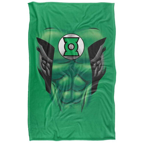 (147cm x 91cm, Multicoloured) Green Lantern Chest Print Soft Touch Blanket