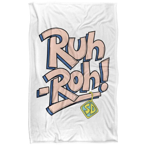 Scooby Doo (152cm x 127cm, Multicoloured) Scooby Doo Ruh Roh! Text Soft Touch Blanket