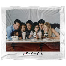 (152cm x 127cm, White/Multicoloured) Friends Milkshake Blanket