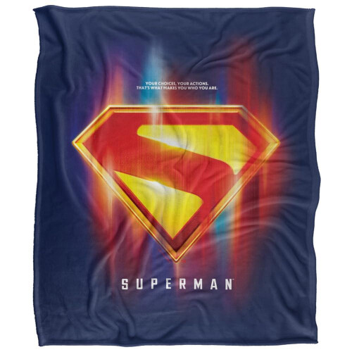 Superman (152cm x 127cm, Multicoloured) Superman 2025 Glowing Shield Choices Soft Touch Blanket