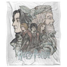 (147cm x 91cm, White/Grey) Harry Potter Sketch Poster Blanket