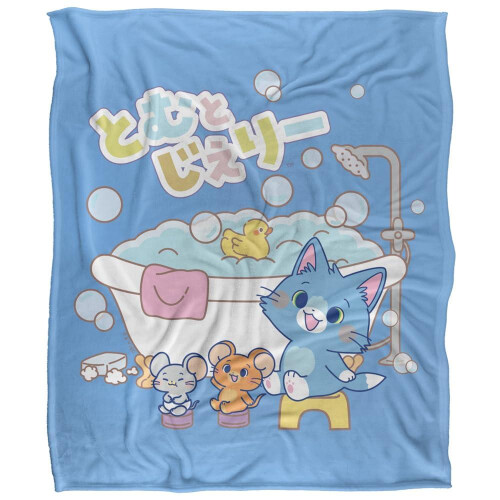 TOM AND JERRY (147cm x 91cm, Multicoloured) Tom And Jerry Gokko Bath Time Soft Touch Blanket
