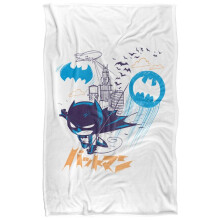 (147cm x 91cm, White/Blue) Batman Kanji Chibi Blanket