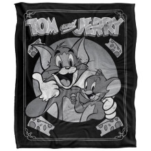 (147cm x 91cm, Black/White) Tom And Jerry Poster Soft Touch Blanket