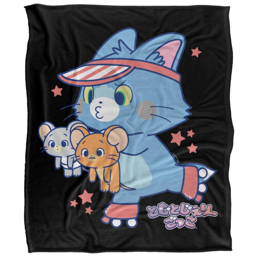 TOM AND JERRY (147cm x 91cm, Multicoloured) Tom And Jerry Gokko Roller Skate Blanket