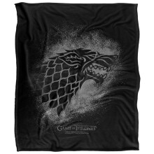 (147cm x 91cm, Black/Grey) Game Of Thrones Stark Outline Blanket