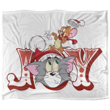 (152cm x 127cm, Multicoloured) Tom And Jerry Joy Santa Hat Christmas Blanket