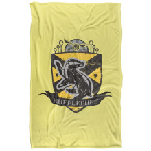 (152cm x 127cm, Yellow) Harry Potter Quidditch Hufflepuff Crest Soft Touch Blanket