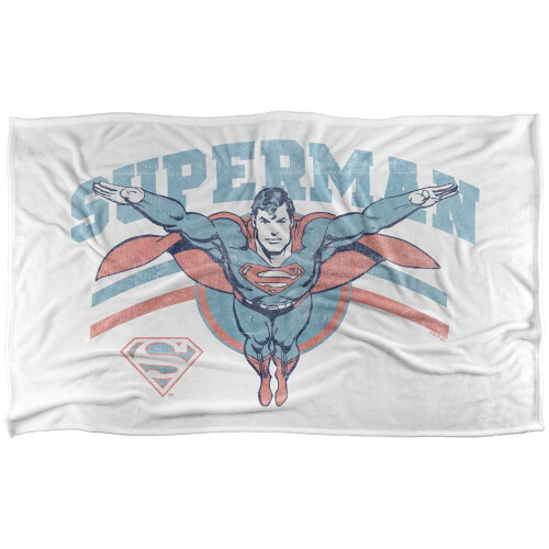 Superman (152cm x 127cm, Multicoloured) Superman Flying Stripes Soft Touch Blanket