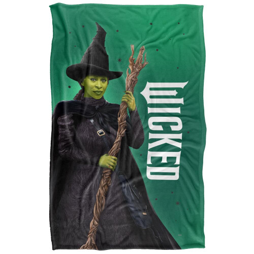 (152cm x 127cm, Green) Wicked Elphaba Broomstick Soft Touch Blanket