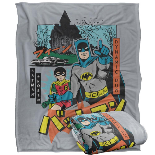 Batman (152cm x 127cm, Multicoloured) Batman Kanji Dynamic Duo Blanket 1