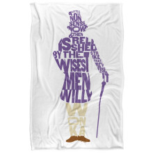 (152cm x 127cm, Multicoloured) Willy Wonka & The Chocolate Factory Words Soft Touch Blanket