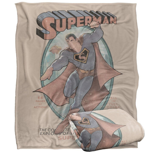 Superman (147cm x 91cm, Multicoloured) Superman The Daring Exploits Soft Touch Blanket 1