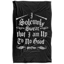 (152cm x 127cm, Black/White) Harry Potter I Solemnly Swear Silky Supersoft Blanket