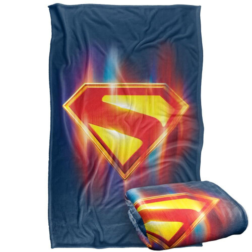Superman (147cm x 91cm, Multicoloured) Superman 2025 Glow Logo Soft Touch Blanket 1