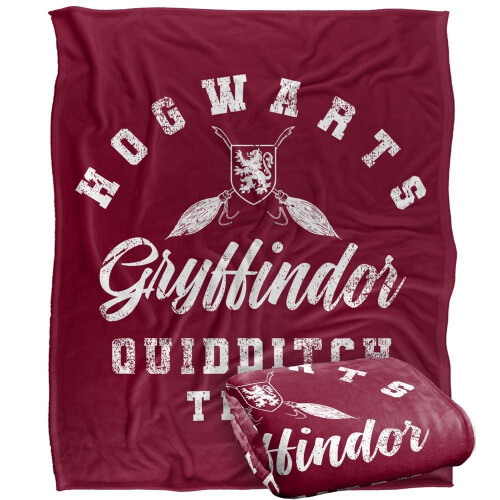 Harry Potter (152cm x 127cm, Multicoloured) Harry Potter Gryffindor Quidditch Blanket 1