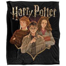 (147cm x 91cm, Multicoloured) Harry Potter Harry, Ron And Hermione Drawn Blanket