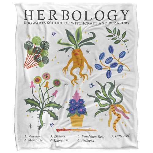 Harry Potter (152cm x 127cm, Multicoloured) Harry Potter Herbology Soft Touch Blanket