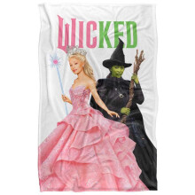 (152cm x 127cm, Pink/Green) Wicked Elphaba and Glinda Witch Soft Touch Throw