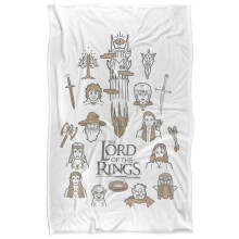 (147cm x 91cm, White) Lord Of The Rings Doodle Supersoft Blanket
