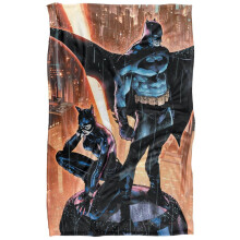 (147cm x 91cm, Multicoloured) Batman Catwoman Over City Blanket