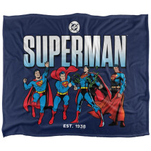 (91cm x 147cm, Multicoloured) Superman Across The Years Line Up Soft Touch Blanket