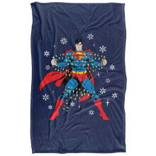 (152cm x 127cm, Multicoloured) Superman Christmas Lights Soft Touch Blanket