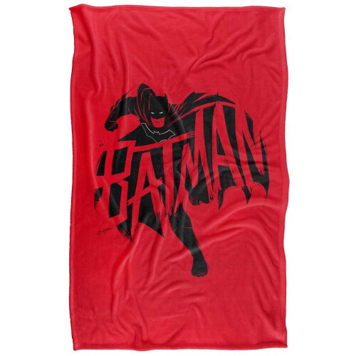 Batman (152cm x 127cm, Red/Black) Batman Running Supersoft Blanket