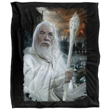 (152cm x 127cm, White) The Lord Of The Rings Gandalf Soft Touch Blanket