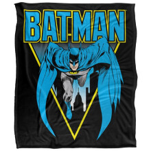 (152cm x 127cm, Multicoloured) Batman Leaping Over Gotham Soft Touch Blanket