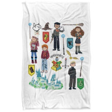 (152cm x 127cm, Multicoloured) Harry Potter Cute Icons Blanket