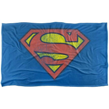 (152cm x 127cm, Multicoloured) Superman Retro Logo Distressed Blanket