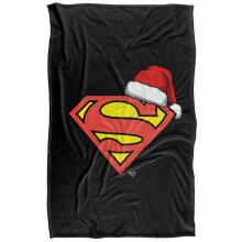 (152cm x 127cm, Black/Red/Yellow) Superman Santa Hat Christmas Blanket