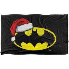 (147cm x 91cm, Black/Yellow/Red) Batman Santa Hat Christmas Blanket