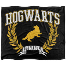 (147cm x 91cm, Multicoloured) Harry Potter Hogwarts Hufflepuff Leaves Blanket