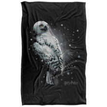 (152cm x 127cm, Black/White) Harry Potter Hedwig Snow Soft Touch Blanket