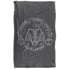 (147cm x 91cm, Grey) Harry Potter Hufflepuff Badger Line Art Blanket