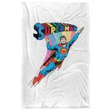 (147cm x 91cm, White/Multicoloured) Superman Rainbow Blanket
