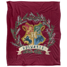 (147cm x 91cm, Multicoloured) Harry Potter Hogwarts Crest Christmas Throw