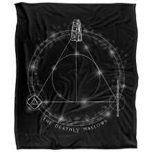(147cm x 91cm, Black) Harry Potter Deathly Hallows Glow Blanket