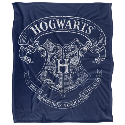 Harry Potter (152cm x 127cm, Navy) Harry Potter Hogwarts Crest Soft Touch Blanket